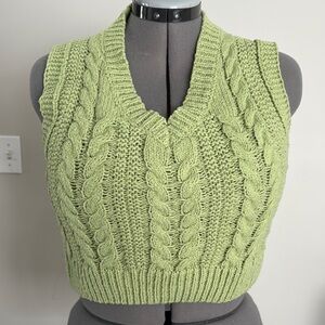 SHEIN Green V-Neck Sweater with Elegant Design